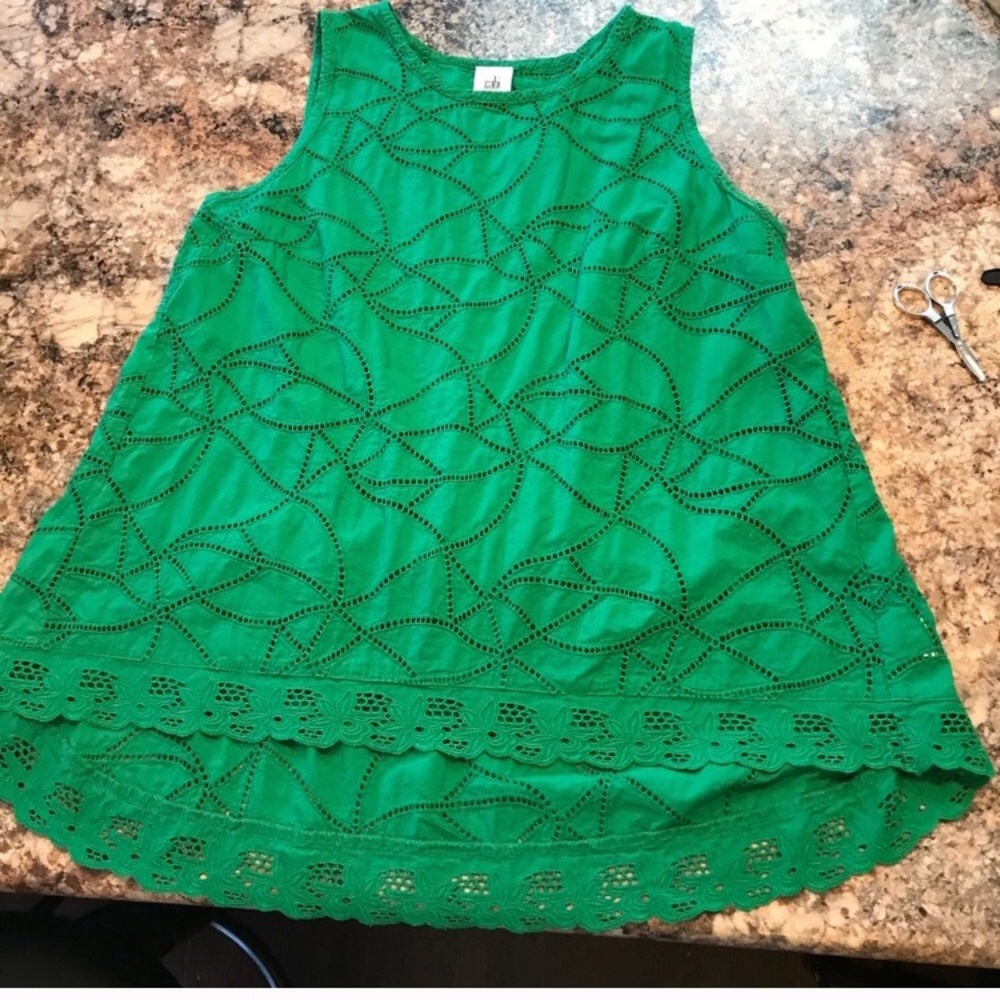 CAbi green eyelet top